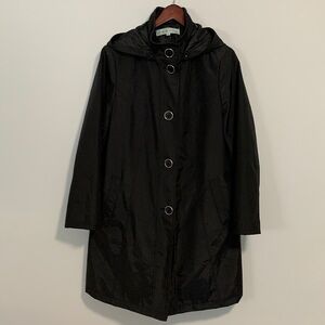 Cleo Petites Trench Coat with Removable Hood Colour Black Size Large